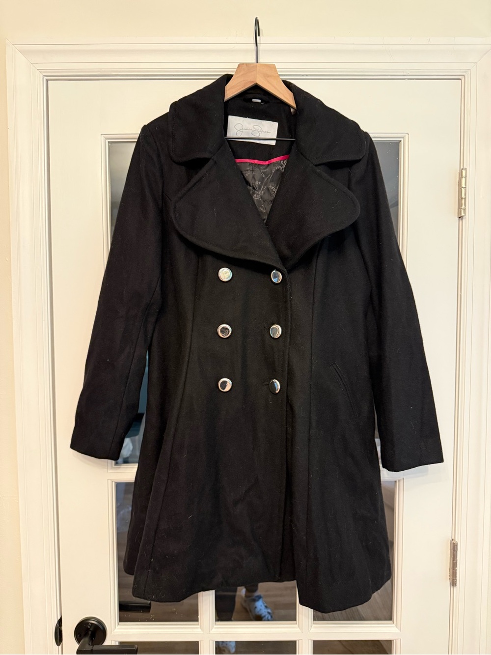 Black Wool Blend Women's Peacoat